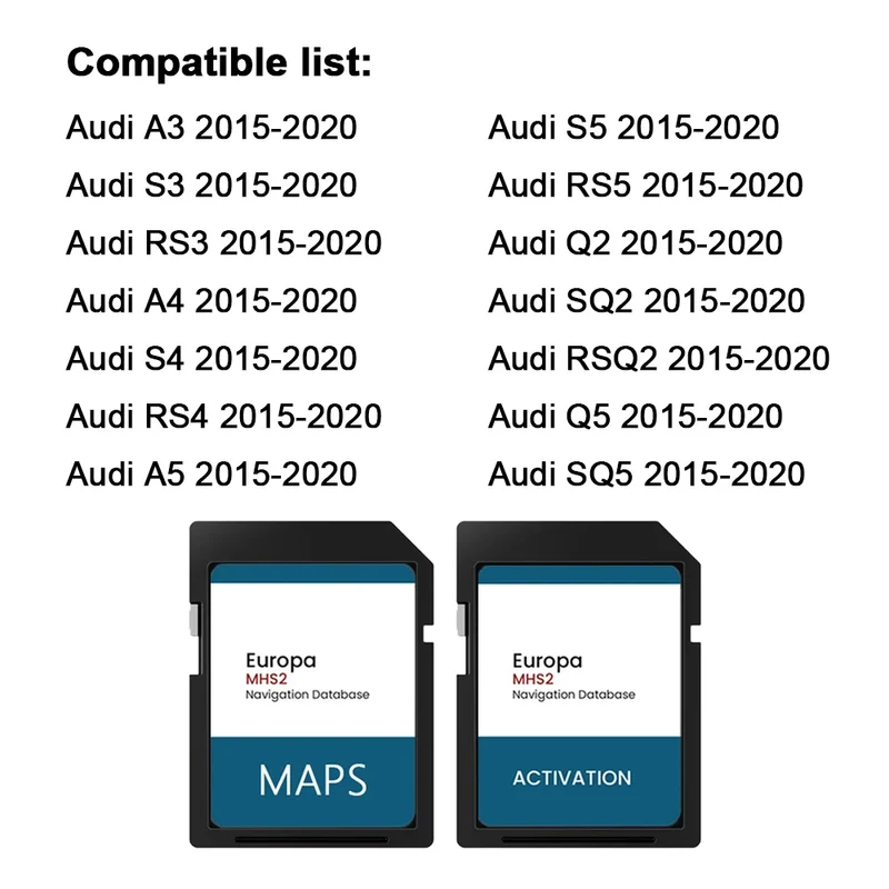 Carte SD Navigation GPS Audi A3 A4 A5 Q5 2015-2020