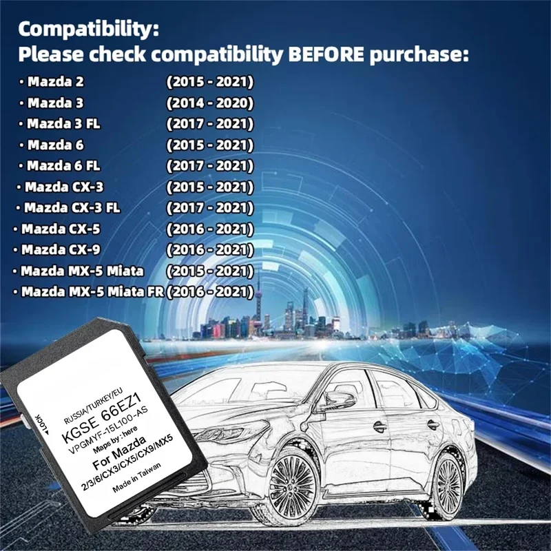 Carte SD Navigation GPS Mazda 3 6 CX-5 Europe 2024