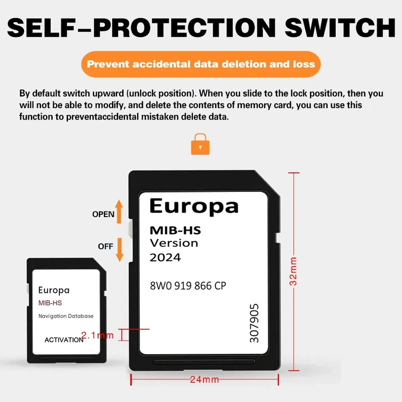 Carte SD Navigation GPS Audi MIB-HS Europe 2024