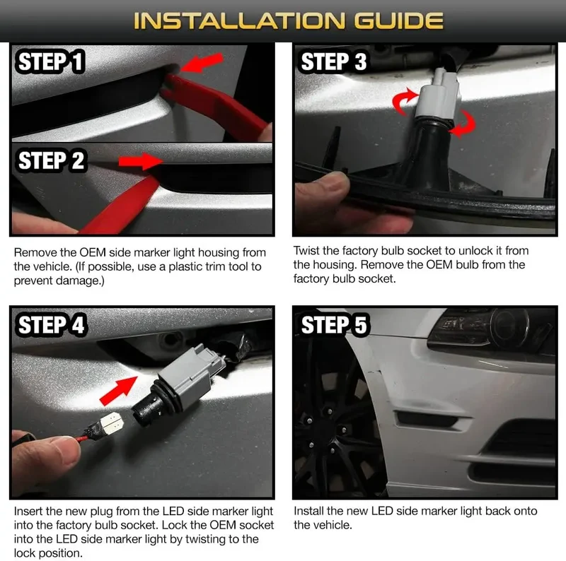 Réflecteurs LED Ford Mustang 2010-2014 Feux Latéraux