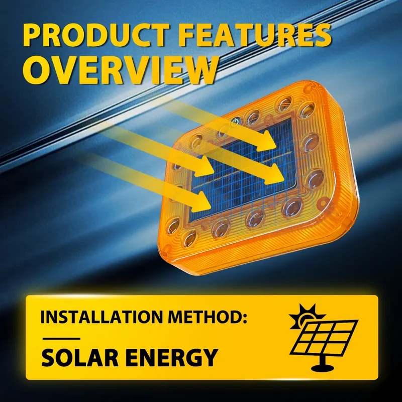 Feu de Sécurité LED Solaire Magnétique Anti-Collision Voiture