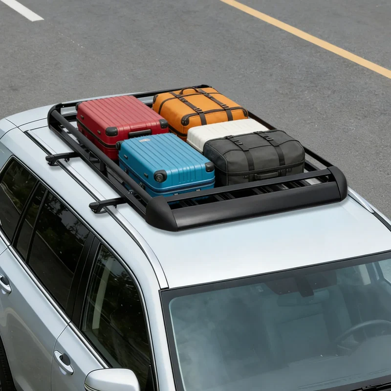 Porte-Bagages de Toit Aluminium Noir 140x100cm