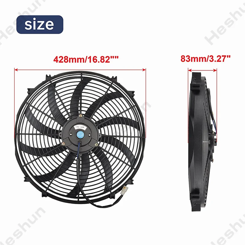 Ventilateur Climatisation Voiture Universel 12V 16''