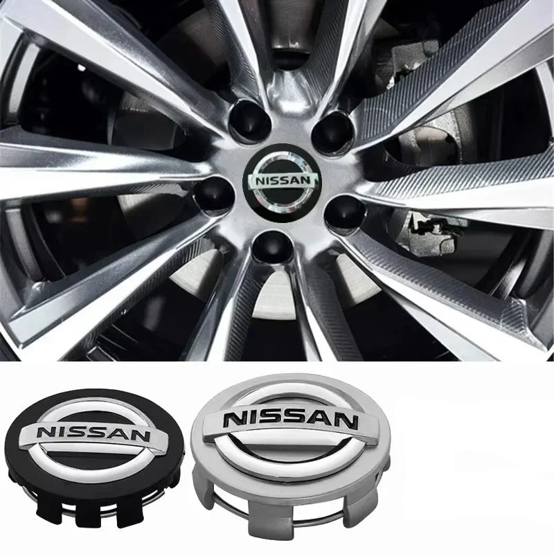 Centre de Roues Nissan 54mm 60mm Noir Chrome