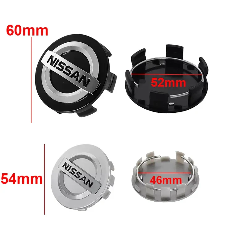 Centre de Roues Nissan 54mm 60mm Noir Chrome