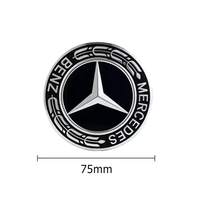 Centre de Roues Mercedes 75mm Noir Chrome Bleu
