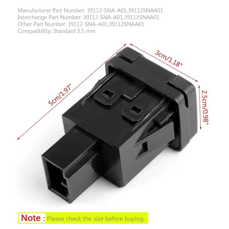 Prise Auxiliaire Audio Vidéo Jack 39112SNAA01 AUX pour Honda Civic 2006-2011