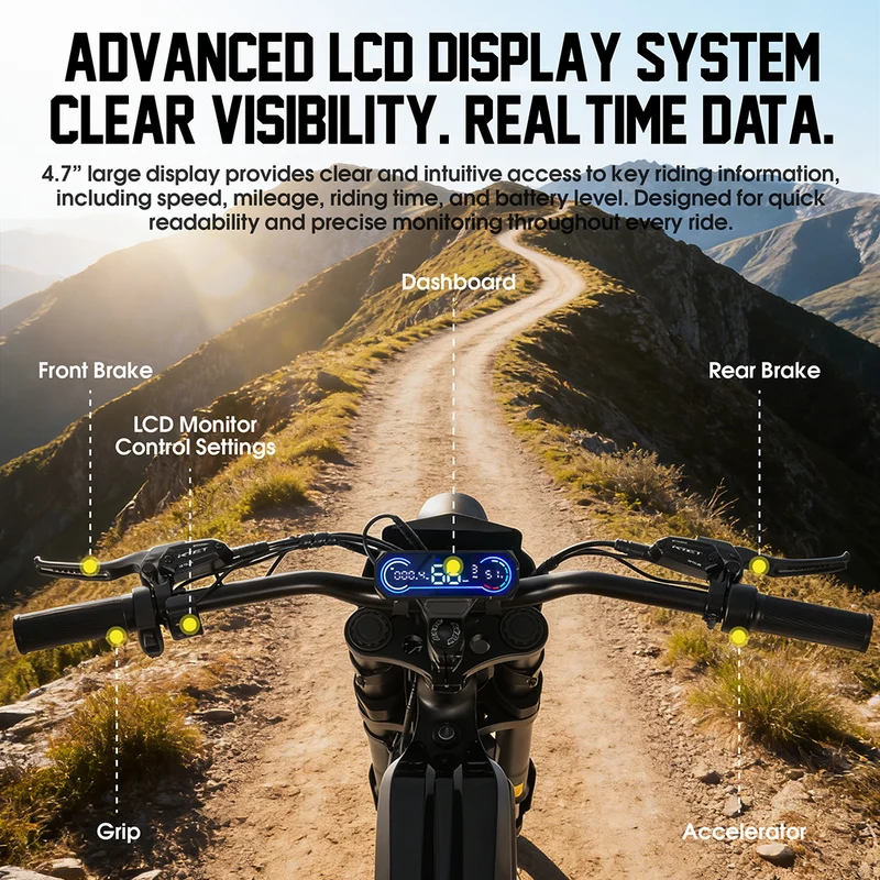 RICH BIT V9 Ultra 48V 2500W Electric Motorcycle Max Speed 63km Electric Bicycle Full Suspension All-Terrain E-Bike