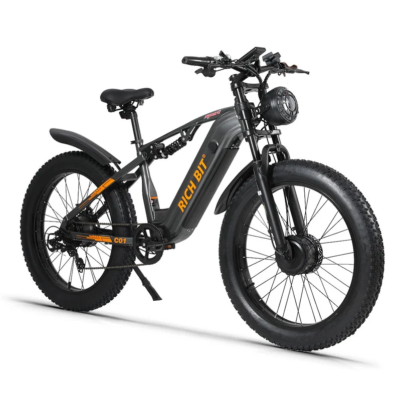 RICH BIT C01 48V 750W Off-Road Electric Bike, Dual Motors Mountain E-bike with 48V 20Ah Lithium Battery Adult Electric Mountain Bicycle