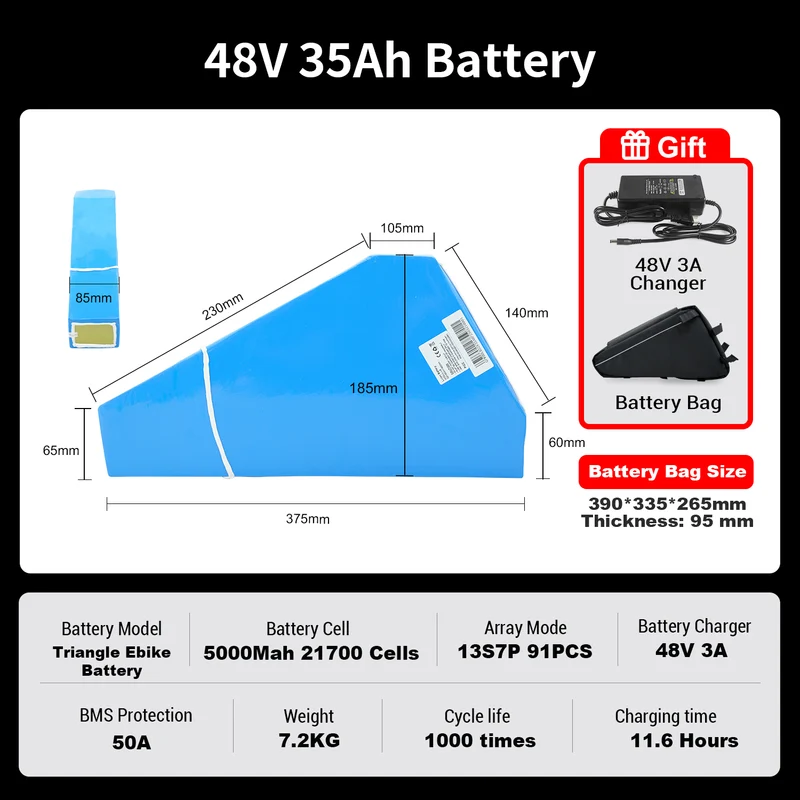 eSoulbike™ 72V 52V 48V Electric Bike Triangle Battery