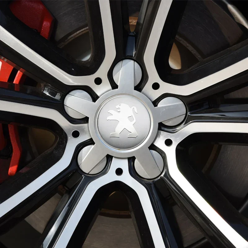 Centre de Roues Peugeot 56mm 60mm Noir Chrome