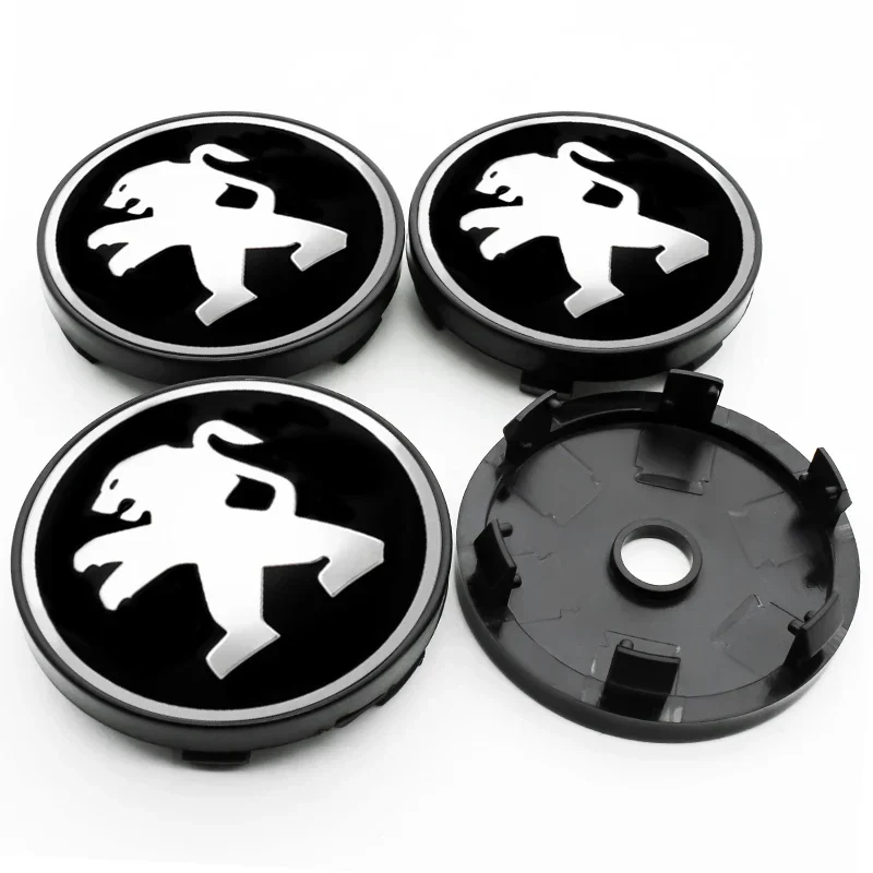 Centre de Roues Peugeot 56mm 60mm Noir Chrome