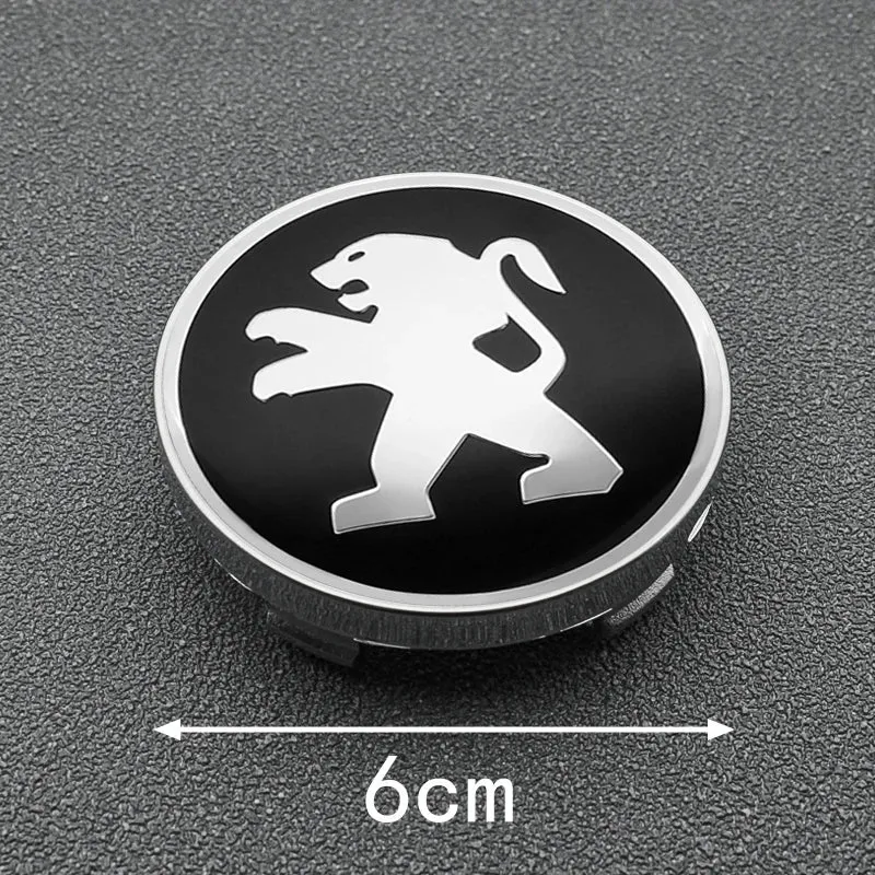 Centre de Roues Peugeot 56mm 60mm Noir Chrome
