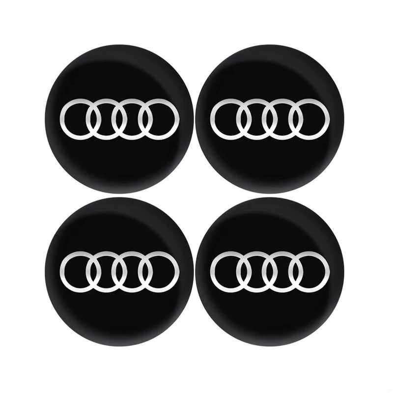 Centre Roue Audi 60mm 61mm 68mm 69mm Noir Gris x4