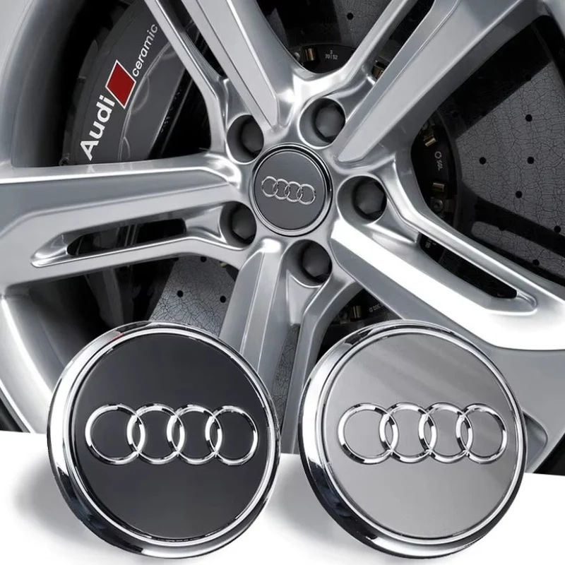 Centre Roue Audi 60mm 61mm 68mm 69mm Noir Gris x4