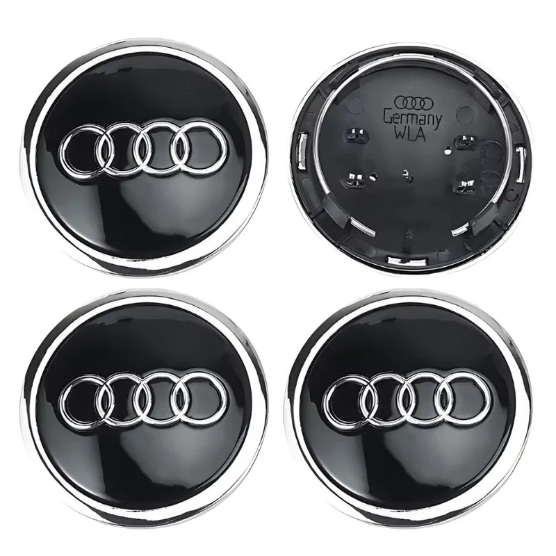 Centre Roue Audi 60mm 61mm 68mm 69mm Noir Gris x4