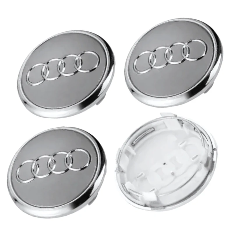 Centre Roue Audi 60mm 61mm 68mm 69mm Noir Gris x4