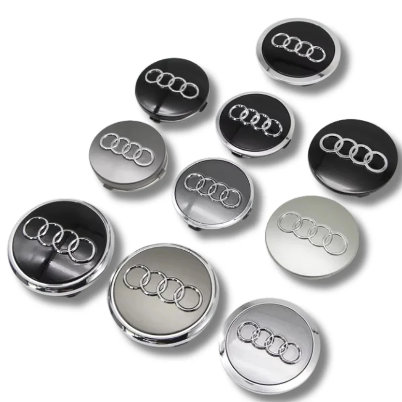 Centre Roue Audi 60mm 61mm 68mm 69mm Noir Gris x4