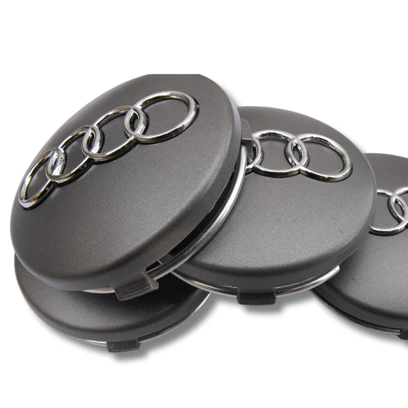 Centre Roue Audi 60mm 61mm 68mm 69mm Noir Gris x4