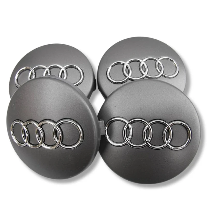 Centre Roue Audi 60mm 61mm 68mm 69mm Noir Gris x4