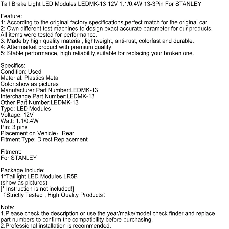 Module Feux Stop LED LEDMK-13 12V Stanley