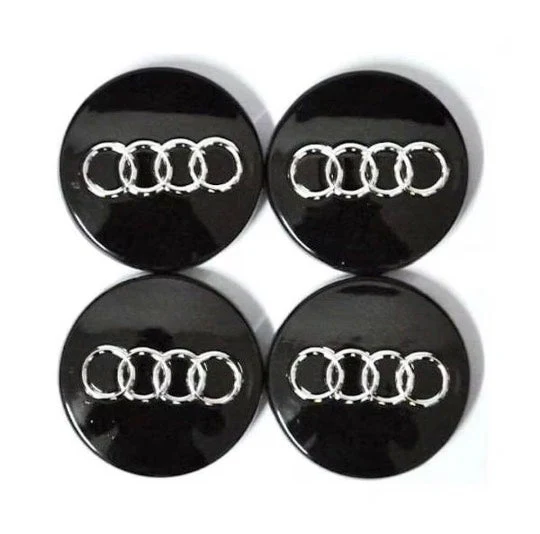 4x Centres de Roues Audi Noir 60mm