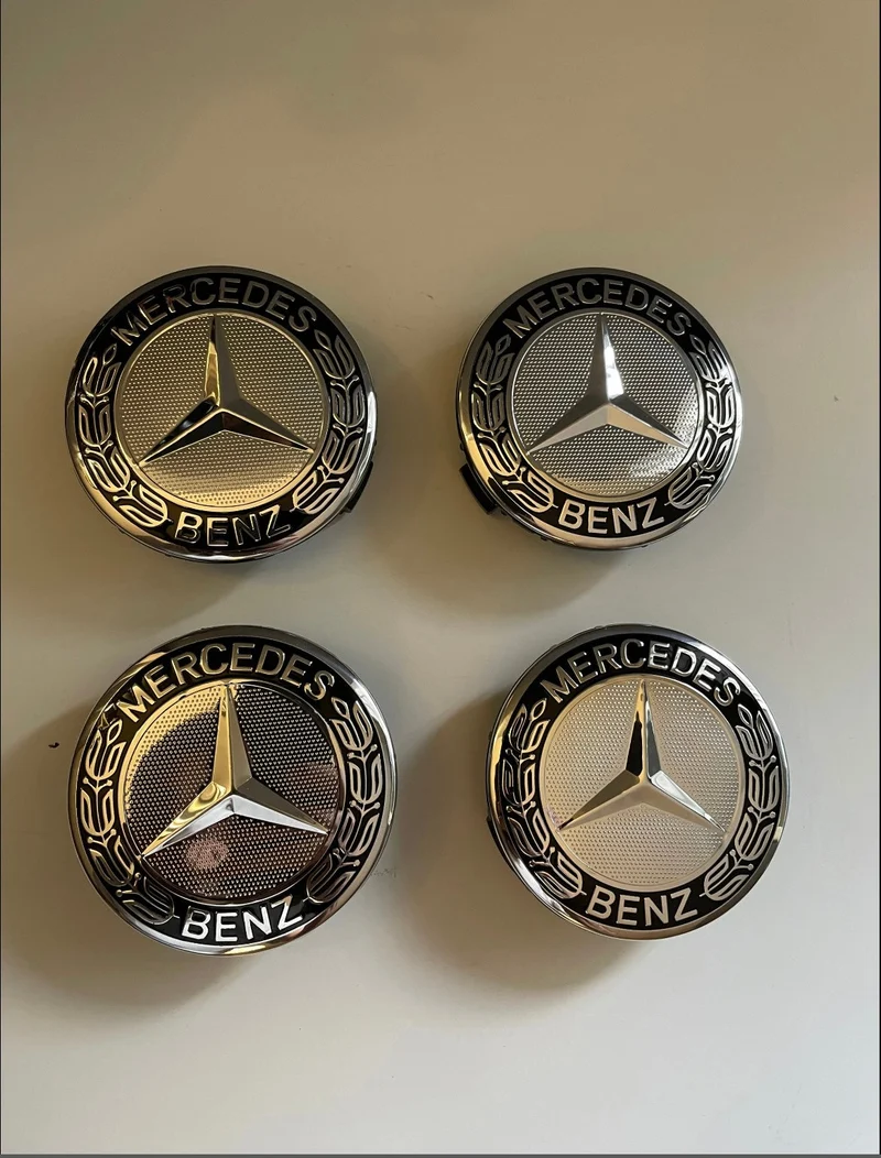 4x Centres de Roues Mercedes 75mm Noir