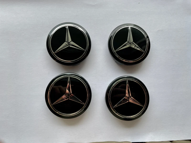 4x Centres de Roues Mercedes Noir & Gris 60mm