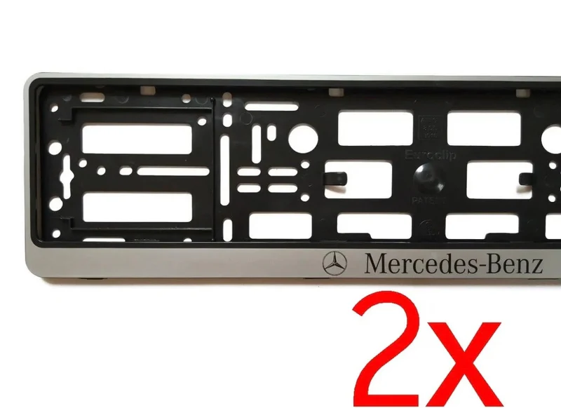 2x Supports de Plaque Mercedes Gris