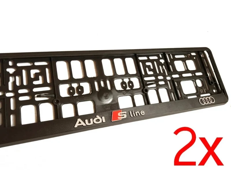 2x Supports de Plaque Audi S-Line Noir
