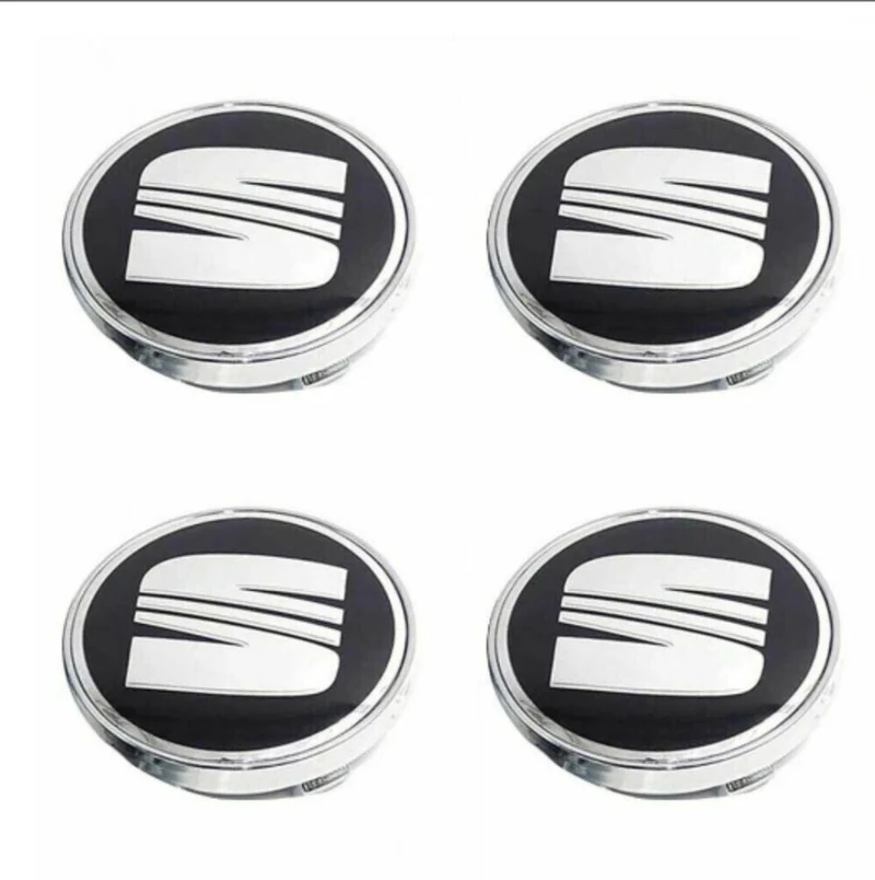 Pack 4x Centres Roues Seat 63mm Noir