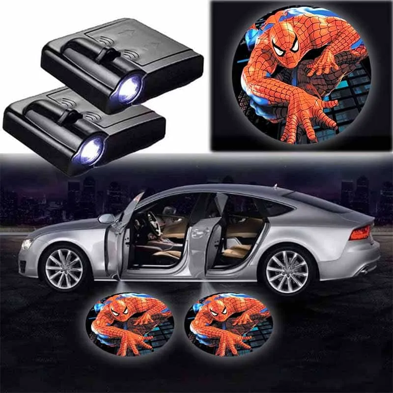 2X Lampes de Porte LED Spiderman pour Portières de Voiture