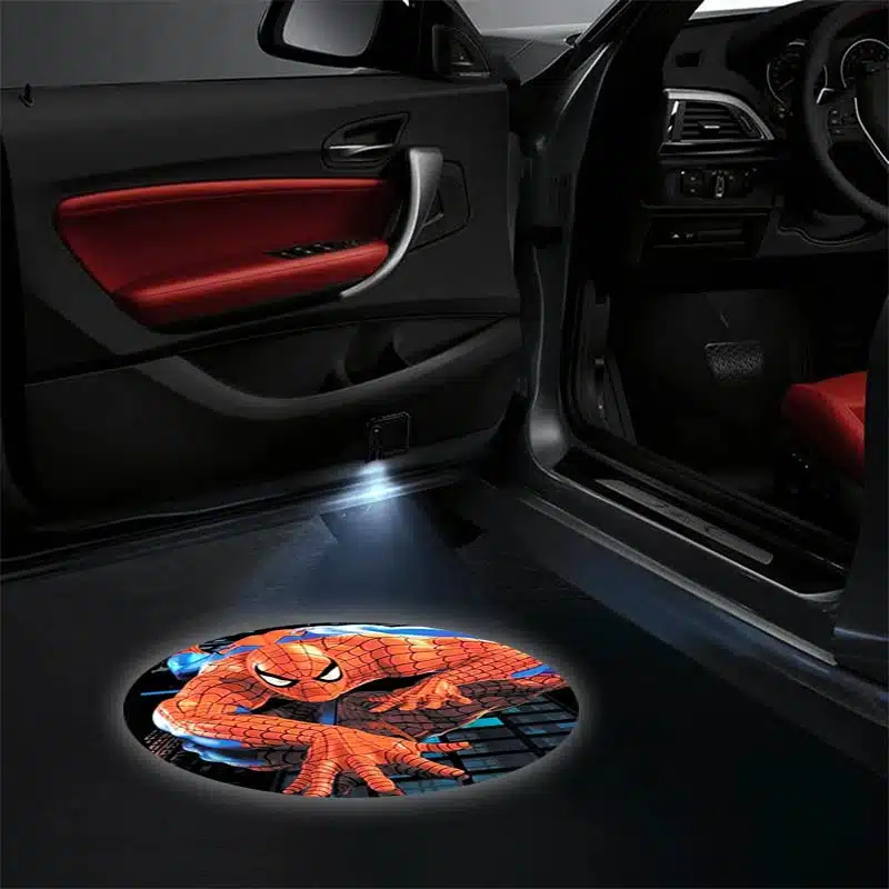 2X Lampes de Porte LED Spiderman pour Portières de Voiture
