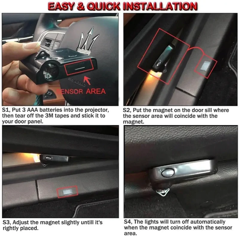 2X Lumières De Porte De Voiture Sans Fil LED Crown
