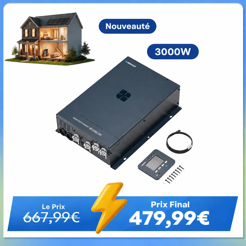 12V 3000W Onduleur Hybride Onde Sinusoïdale Pure UPS, Haute Fréquence Hors Réseau