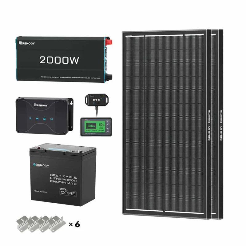 1,28kWh Kits d'Énergie Off-Grid Système | 400W Panneau Solaire, 100Ah Batterie Lithium