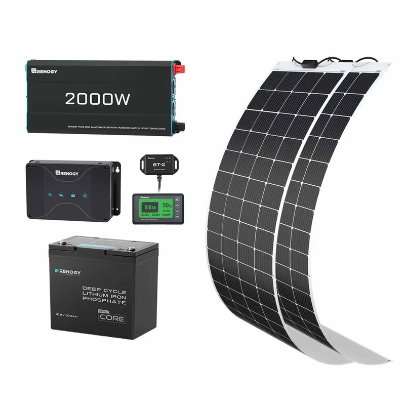 1,28kWh Kits d'Énergie Off-Grid Système | 400W Panneau Solaire, 100Ah Batterie Lithium