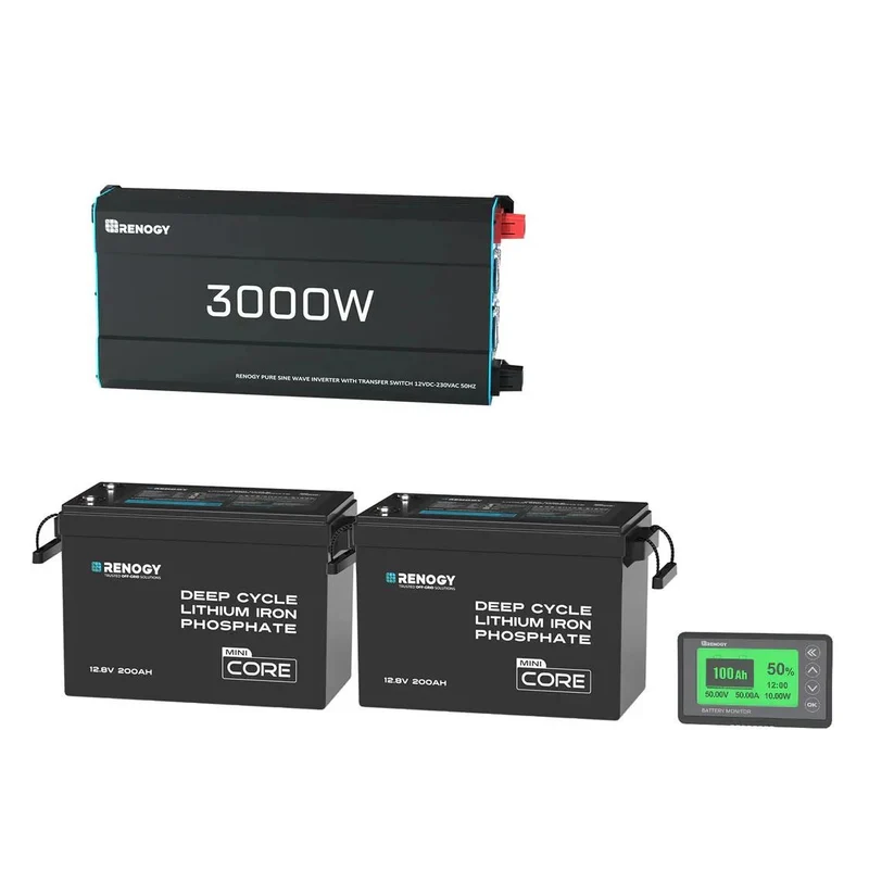5,12 kWh Kit d'Énergie Solution | Batteries Lithium 2* 200Ah, Camping-Car & Maison