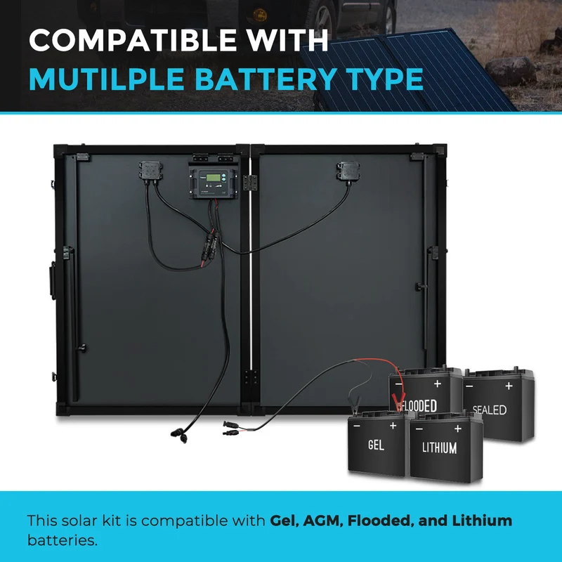 12V 100W Valise Solaire Pliable Monocristalline avec Régulateur Étanche