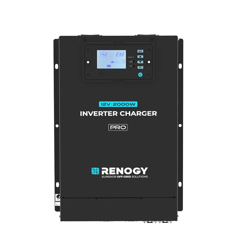 Pro 12V 2000W Onduleur Hybride, Chargeur à Onde Sinusoïdale Pure Tout-en-un