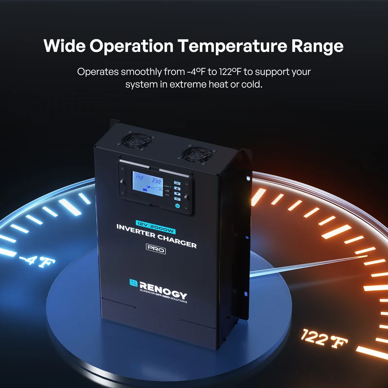 Pro 12V 2000W Onduleur Hybride, Chargeur à Onde Sinusoïdale Pure Tout-en-un