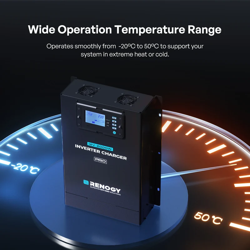 Pro 12V 2000W Onduleur Hybride, Chargeur à Onde Sinusoïdale Pure Tout-en-un