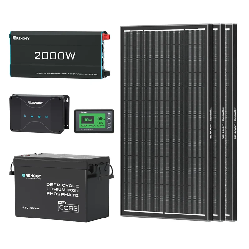 3,84 kWh Kit Énergie Camping-Car | Panneau Solaire 3x200W & 300Ah Batterie Lithium
