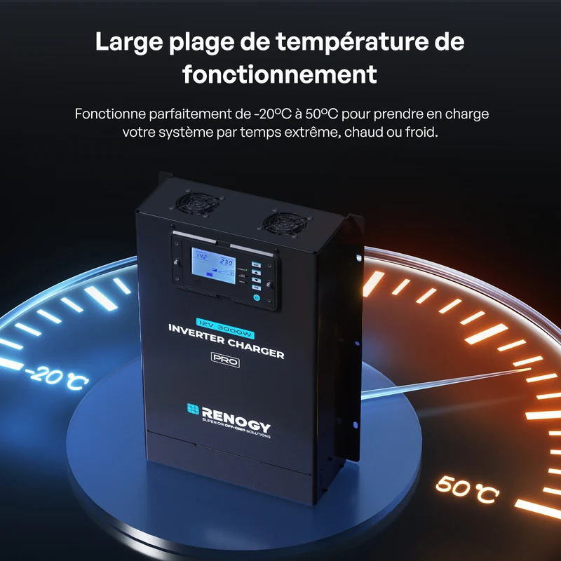 Pro 12V 3000W Onduleur Hybride, Chargeur à Onde Sinusoïdale Pure Tout-en-un