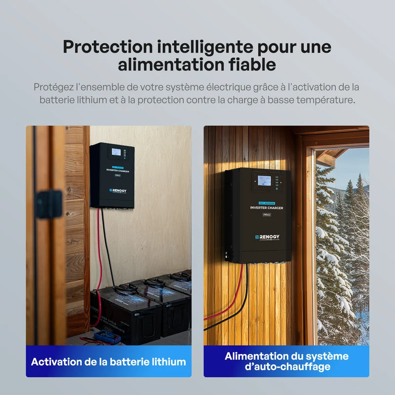 Pro 12V 3000W Onduleur Hybride, Chargeur à Onde Sinusoïdale Pure Tout-en-un