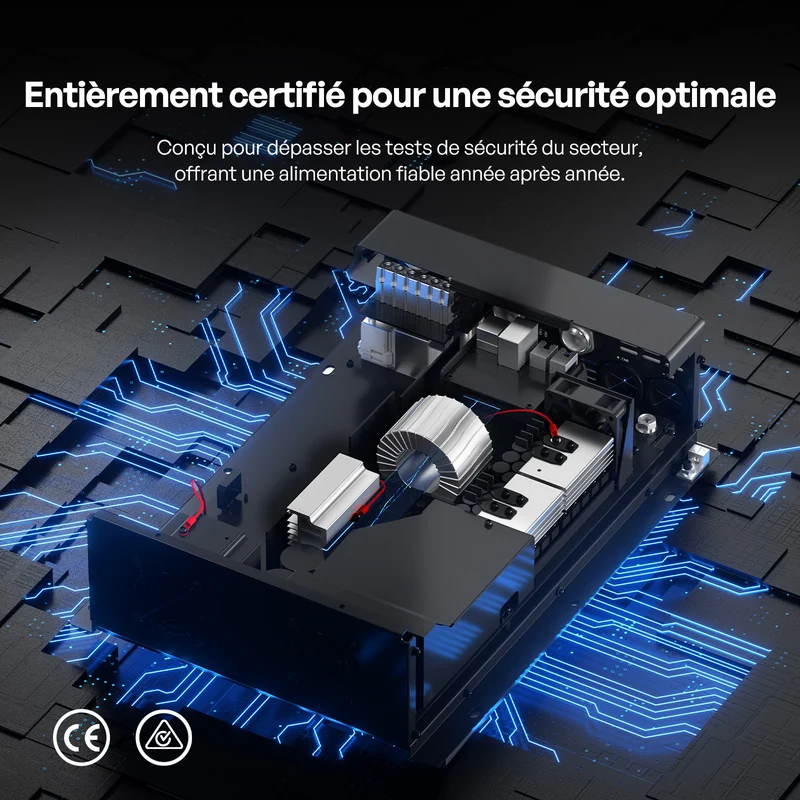 Pro 12V 3000W Onduleur Hybride, Chargeur à Onde Sinusoïdale Pure Tout-en-un