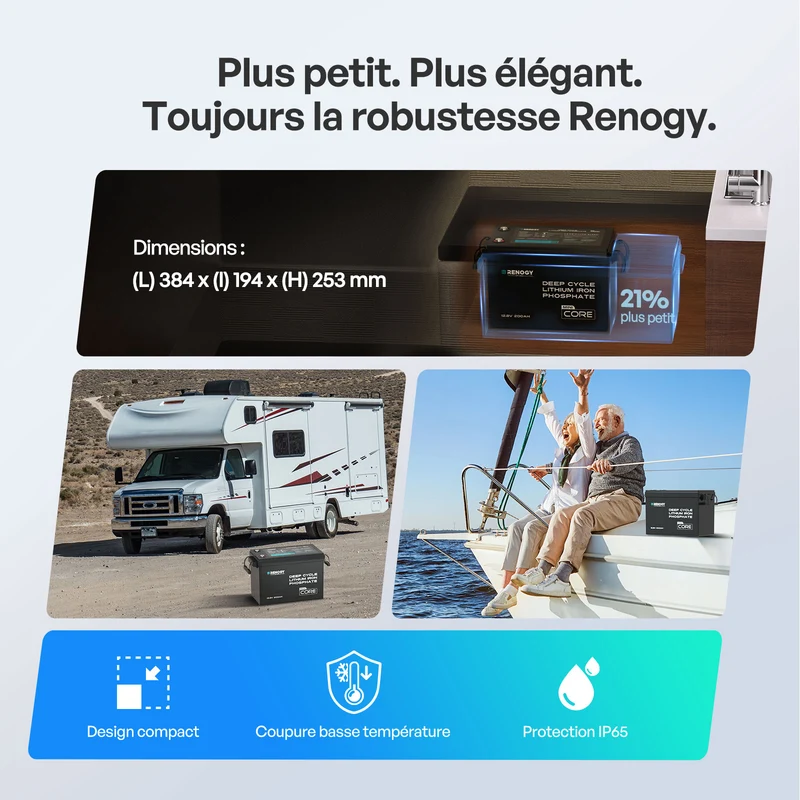 Core Mini – 12,8V 200Ah Batterie Lithium avec Protection Basse Température, Camping-Car, Off-Grid