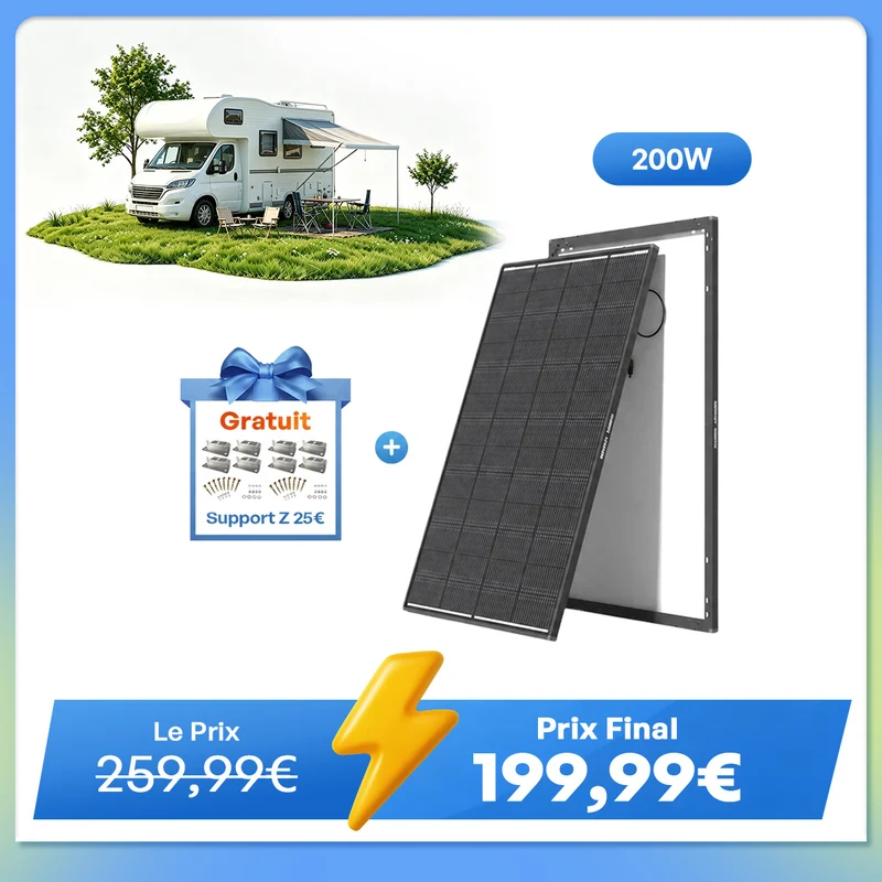 12V 200W ShadowFlux Panneau Solaire Anti-Ombrage pour Camping-Car et Système Hors Réseau