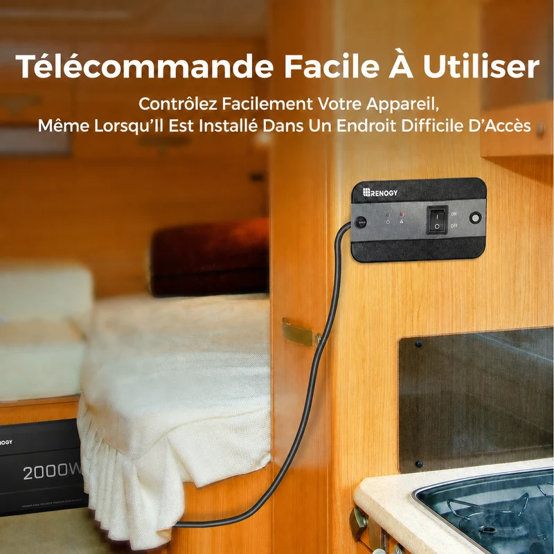 12V 2000W Onduleur Solaire à Onde Sinusoïdale Pure DC-AC pour Camping-car, Van Fourgon et Off-Grid