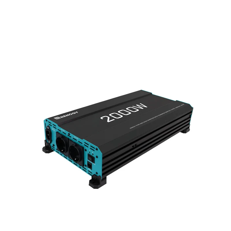 12V 2000W Onduleur Solaire à Onde Sinusoïdale Pure DC-AC pour Camping-car, Van Fourgon et Off-Grid